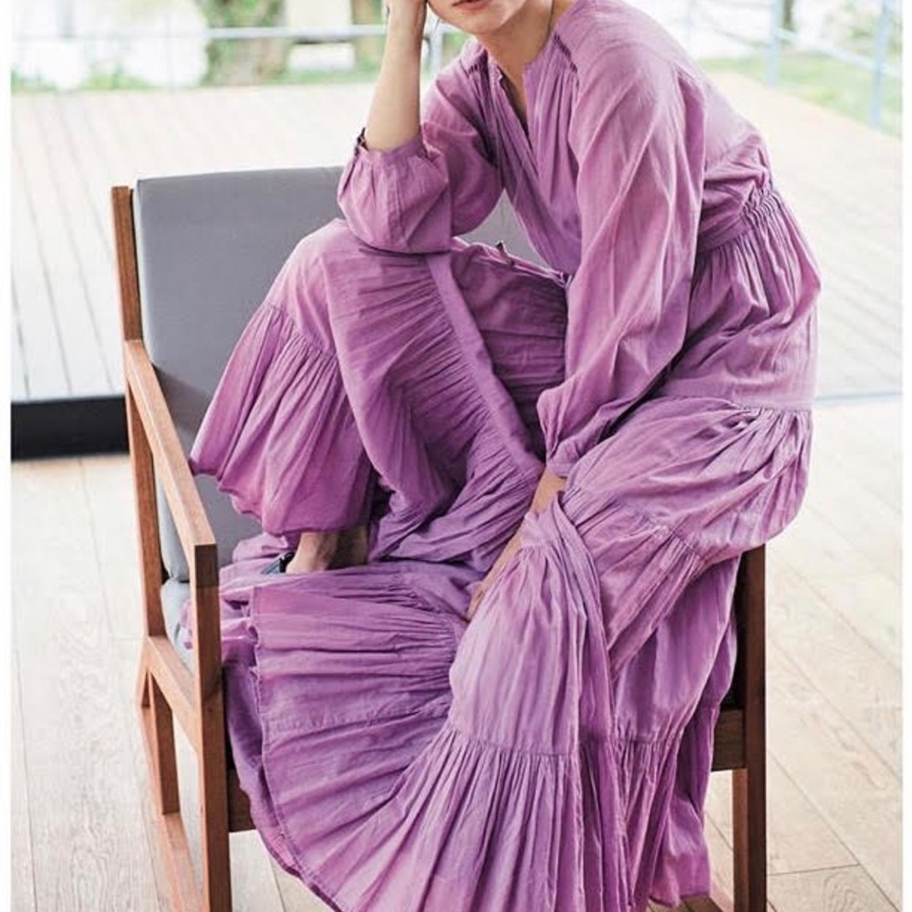 Velnica Lavender wrap ruffle  maxi sold out dress OS